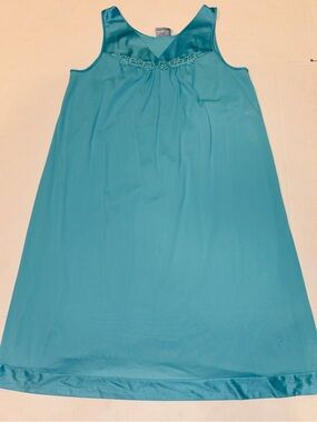 Vanity Fair Teal Sleeveless Empire-Waist Dress